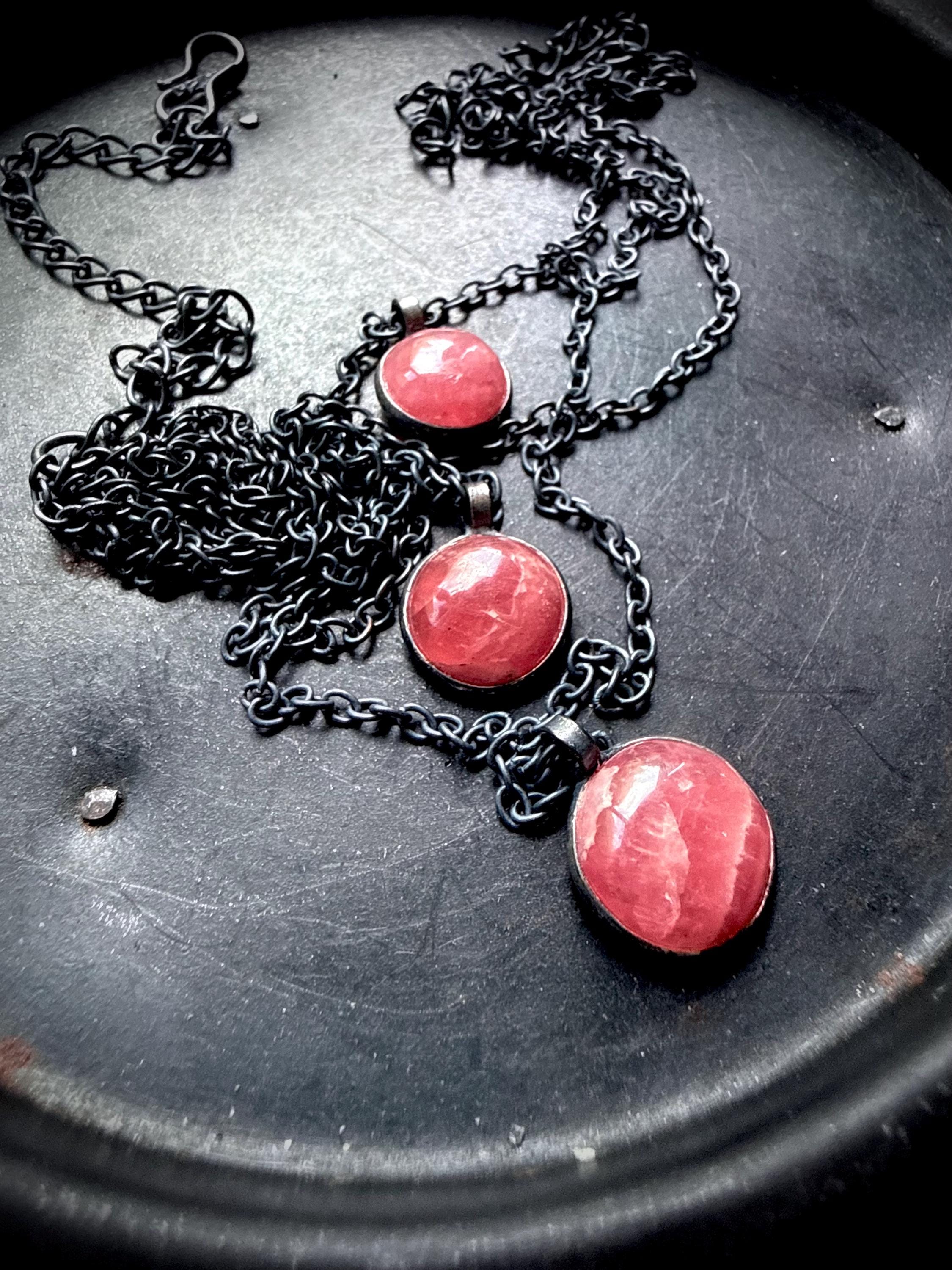 Rhodochrosite Necklace, Triple Strand Necklace, Gift For Her