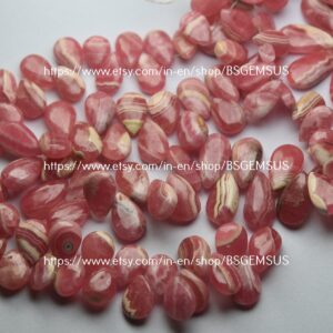10 Pcs, Natural Rhodochrosite Smooth Pear Shape Briolettes,Size. 12-14mm 10 Pcs, Natural Rhodochrosite Smooth Pear Shape Briolettes,Size. 12-14mm