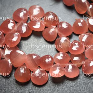 6 Pcs, Natural Rhodochrosite Faceted Heart Shape Briolettes,Size. 11-12mm 6 Pcs, Natural Rhodochrosite Faceted Heart Shape Briolettes,Size. 11-12mm
