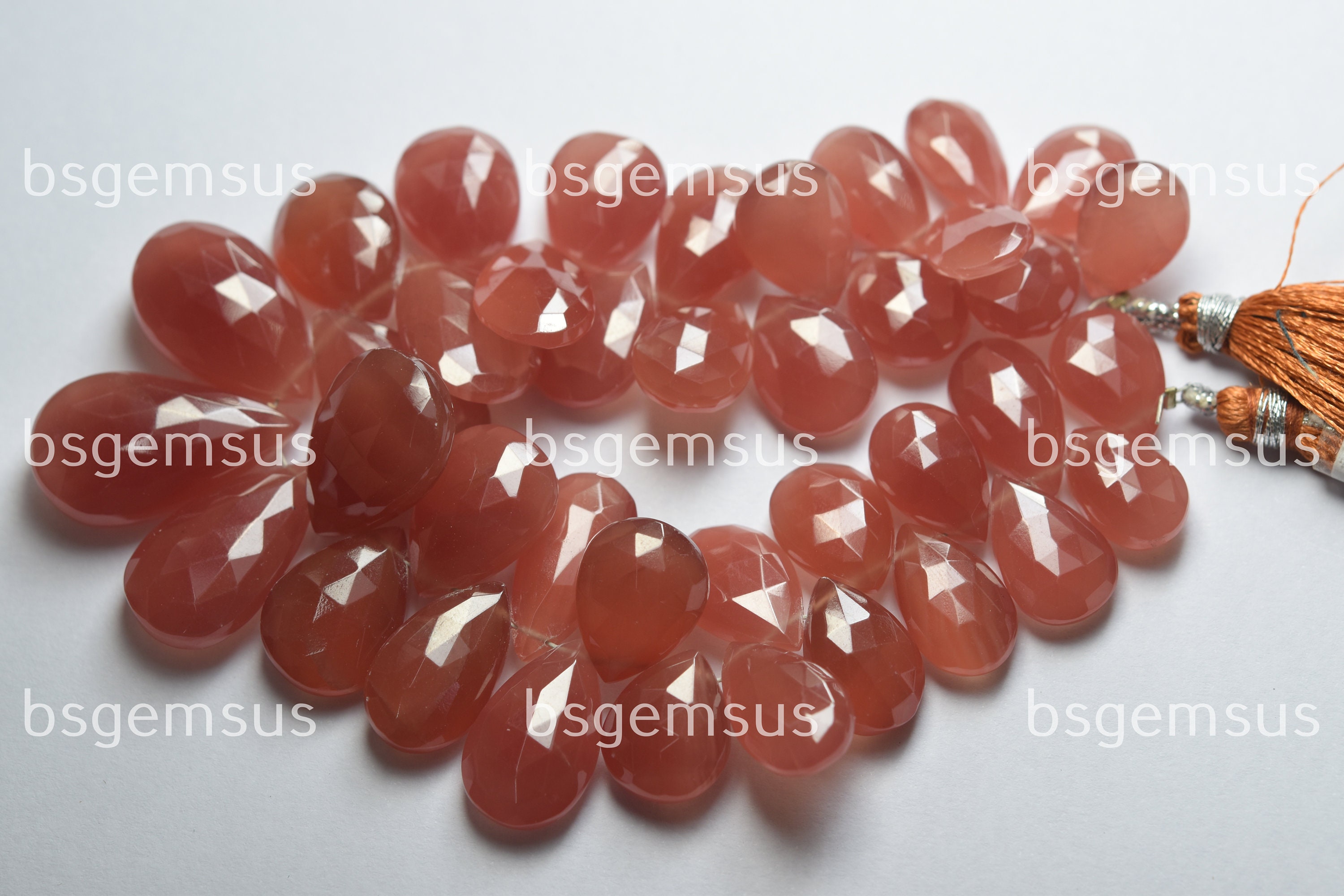 6 Pcs, Natural Rhodochrosite Faceted Pear Shape Briolettes,size. 17-19mm