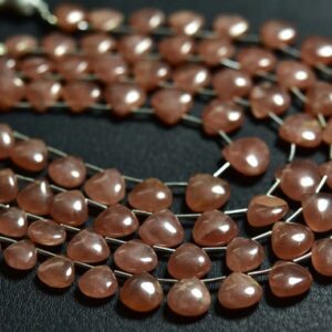 7 inches - Natural Beautiful Rhodochrosite Smooth Heart Briolettes - Size is 7-9.5 mm #1141 7 inches - Natural Beautiful Rhodochrosite Smooth Heart Briolettes - Size is 7-9.5 mm #1141