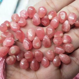 8 Inches Strand, Natural Rhodochrosite Smooth Pear Shape Briolettes,Size. 10-8mm 8 Inches Strand, Natural Rhodochrosite Smooth Pear Shape Briolettes,Size. 10-8mm