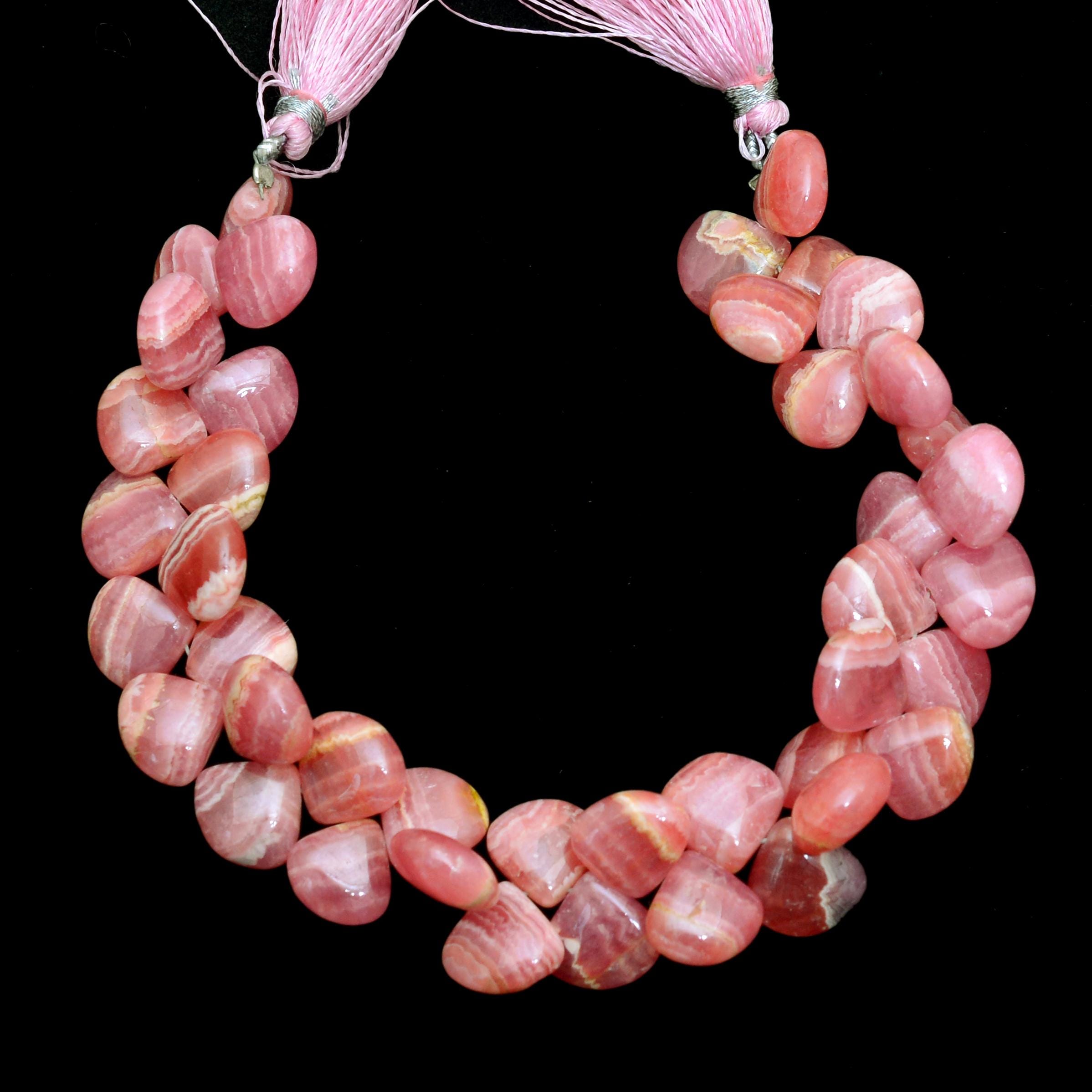 Aaa+ Rhodochrosite 11mm Smooth Heart Briolette Beads | Natural Rhodochrosite Semi Precious Gemstone Loose Beads For Jewelry | 8inch Strand