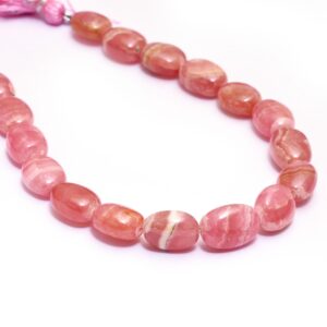 Aaa+ Rhodochrosite 8mm-12mm Smooth Oval Beads | Natural Orange Rhodochrosite Semi Precious Gemstone Beads For Jewelry Making | 8inch Strand