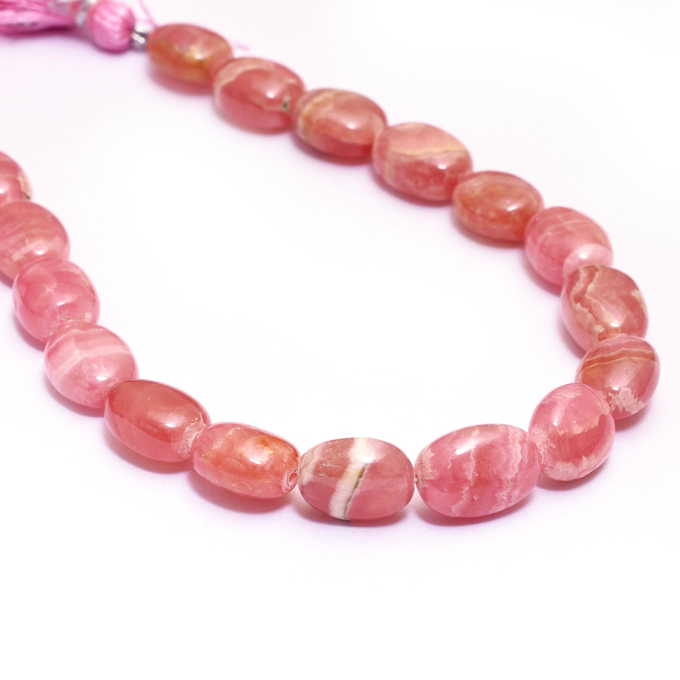 Aaa+ Rhodochrosite 8mm-12mm Smooth Oval Beads | Natural Orange Rhodochrosite Semi Precious Gemstone Beads For Jewelry Making | 8inch Strand