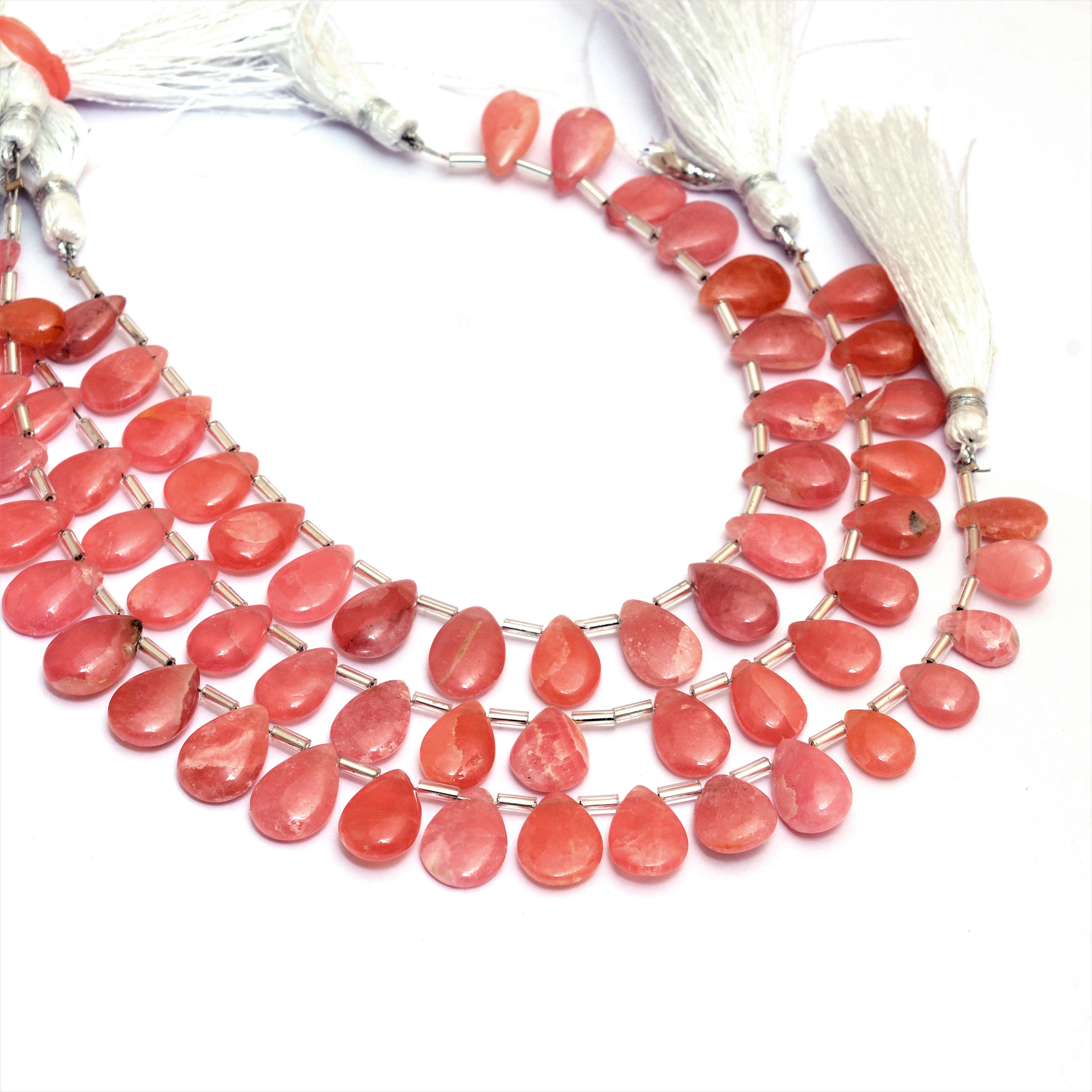 Aaa+ Rhodochrosite Gemstone Smooth Pear Briolette Beads, Natural Rhodochrosite Semi Precious Gemstone Beads For Jewelry Making, 7inch Long Aaa+ Rhodochrosite Gemstone Smooth Pear Briolette Beads, Natural Rhodochrosite Semi Precious Gemstone Beads For Jewelry Making, 7inch Long