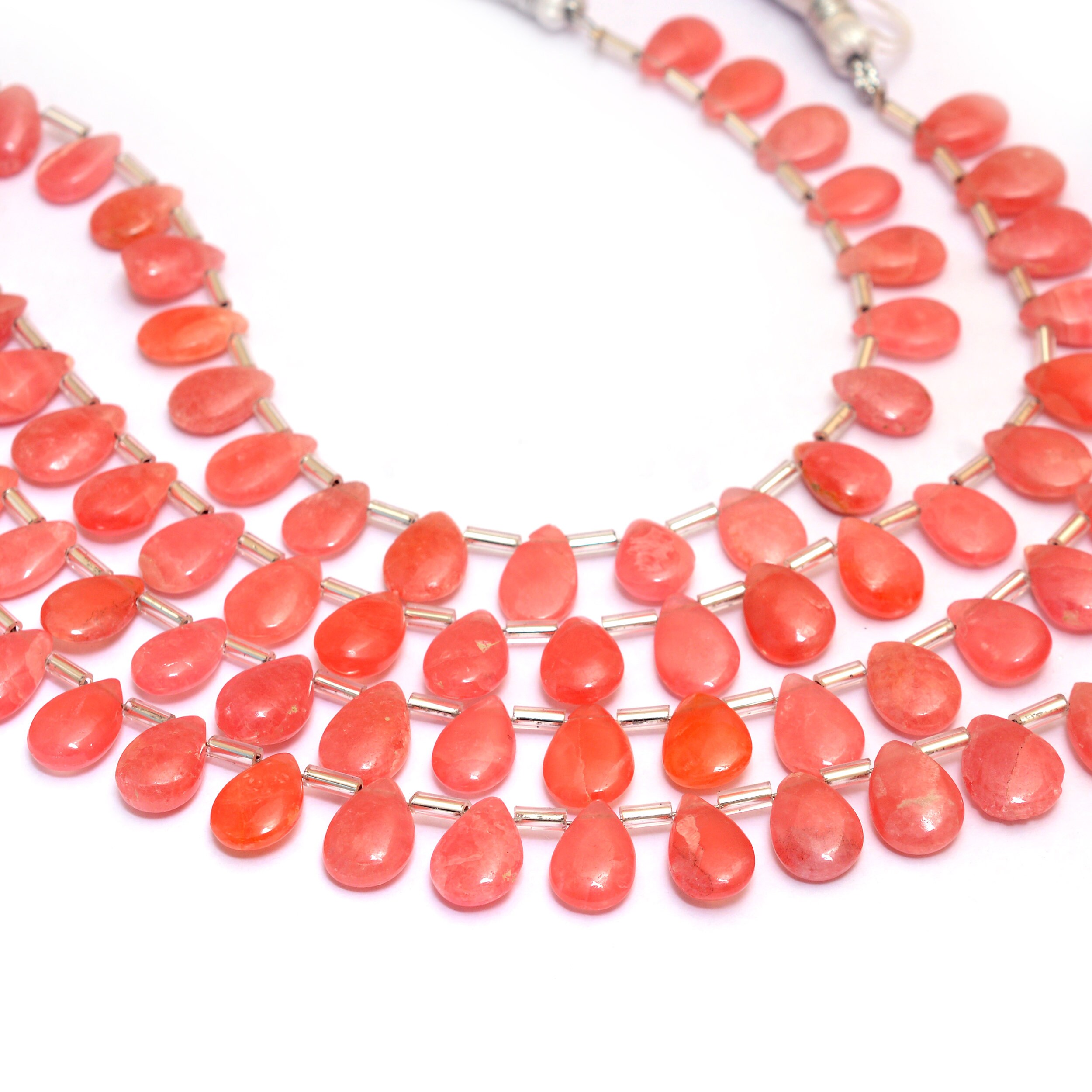 Aaa+ Rhodochrosite Gemstone 7x10mm Smooth Pear Briolette Beads, Natural Rhodochrosite Semi Precious Gemstone Beads For Jewelry Making