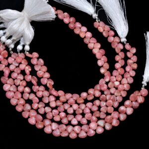 Aaa+ Rhodochrosite Gemstone 5mm-8mm Smooth Heart Briolette Beads | Natural Rhodochrosite Semiprecious Gemstone Beads For Jewelry | 8" Strand Aaa+ Rhodochrosite Gemstone 5mm-8mm Smooth Heart Briolette Beads | Natural Rhodochrosite Semiprecious Gemstone Beads For Jewelry | 8" Strand