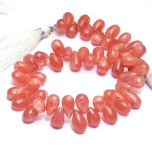 Aaa+ Rhodochrosite Gemstone 6x9mm Smooth Teardrop Briolette Beads | Natural Rhodocrosite Semi Precious Gemstone Drops Beads | 8inch Strand Aaa+ Rhodochrosite Gemstone 6x9mm Smooth Teardrop Briolette Beads | Natural Rhodocrosite Semi Precious Gemstone Drops Beads | 8inch Strand