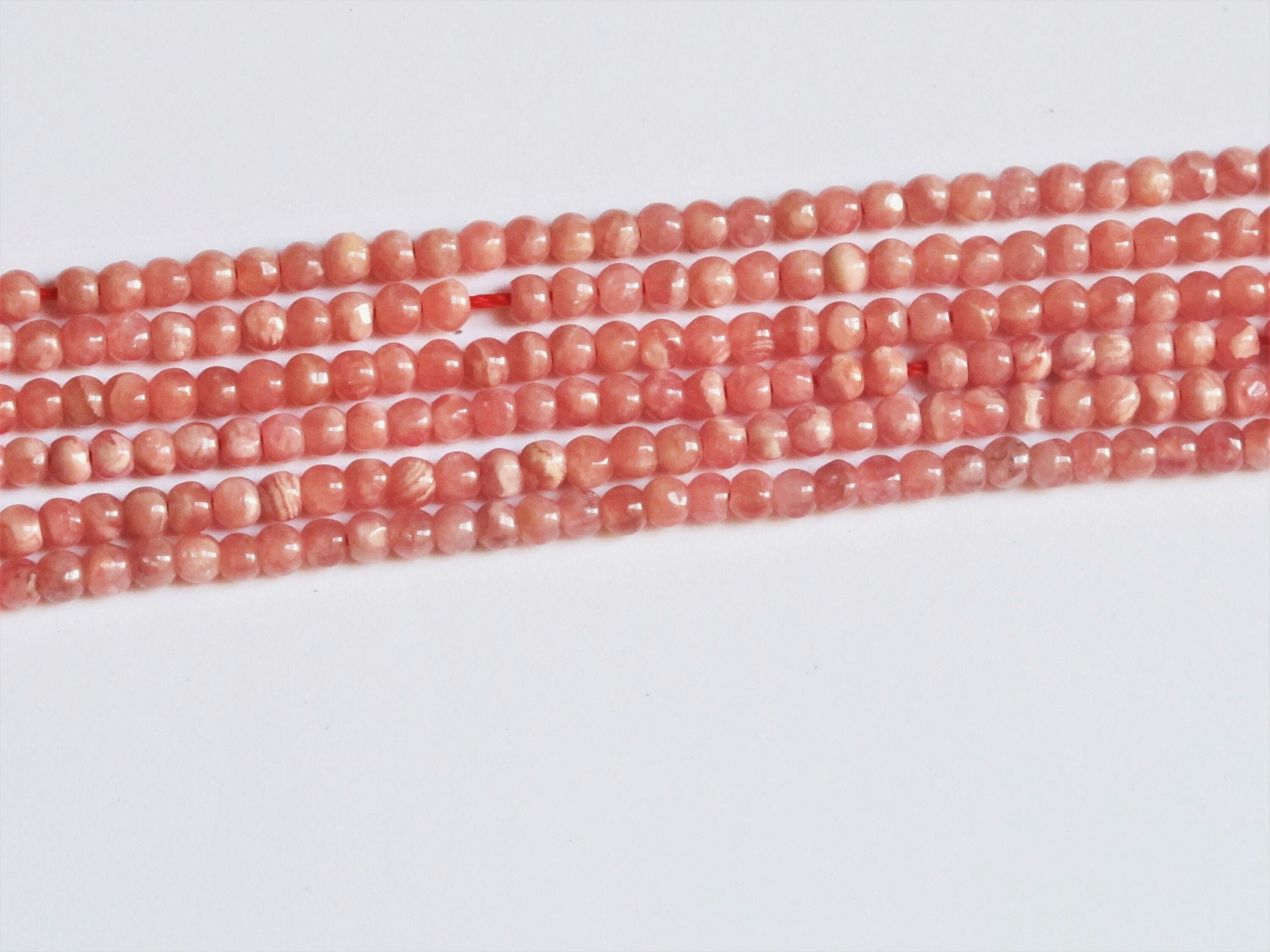 Rhodochrosite Beads 3.5mm. Genuine Red Rhodochrosite Beads. Argentina Rhodochrosite Beads. Full Strand Designer Stone Beads.