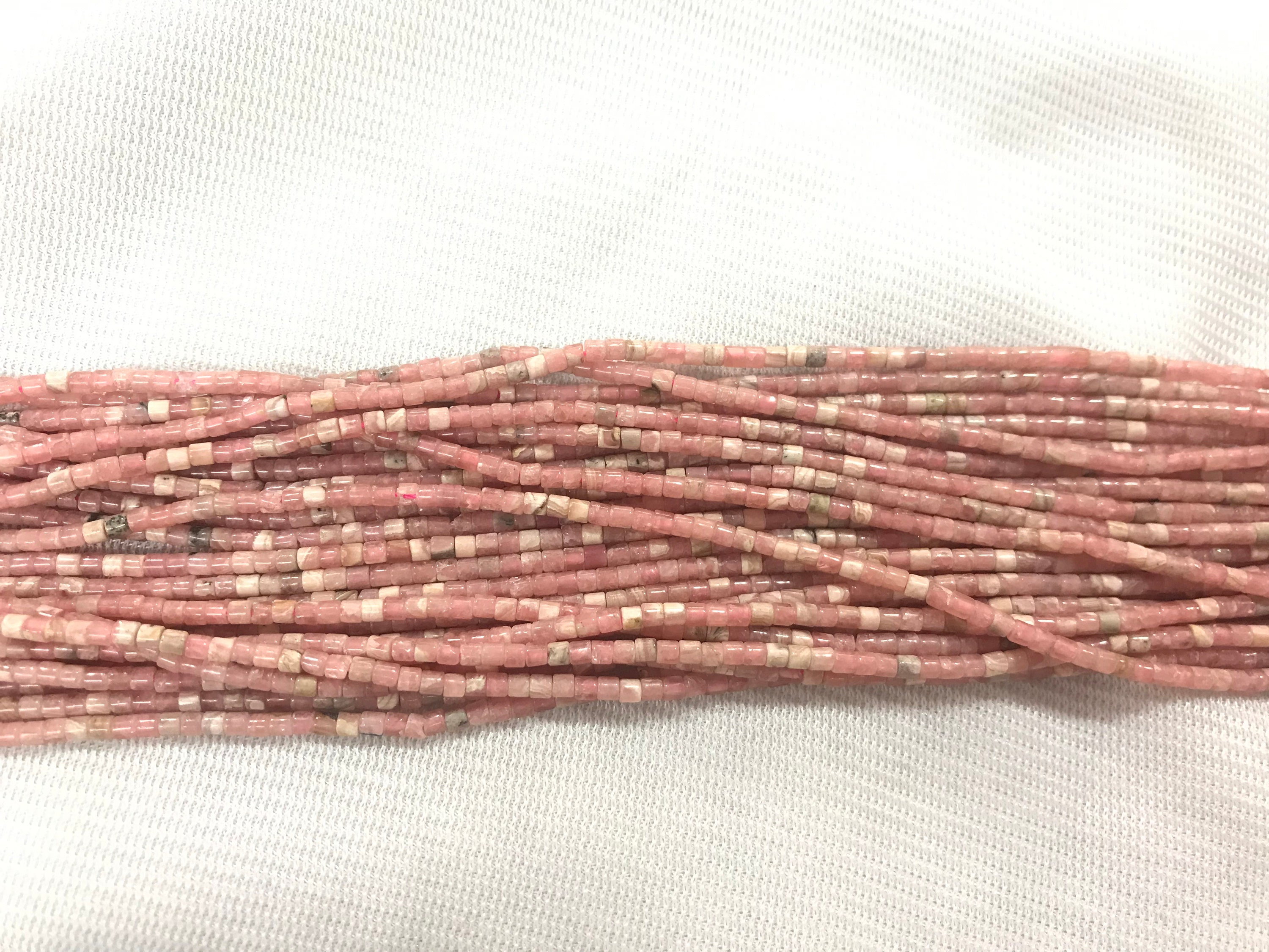 Genuine Rhodochrosite 2x2mm Heishi Natural Pink Gemstone Tube Beads 15 Inch Jewelry Supply Bracelet Necklace Material Support Wholesale