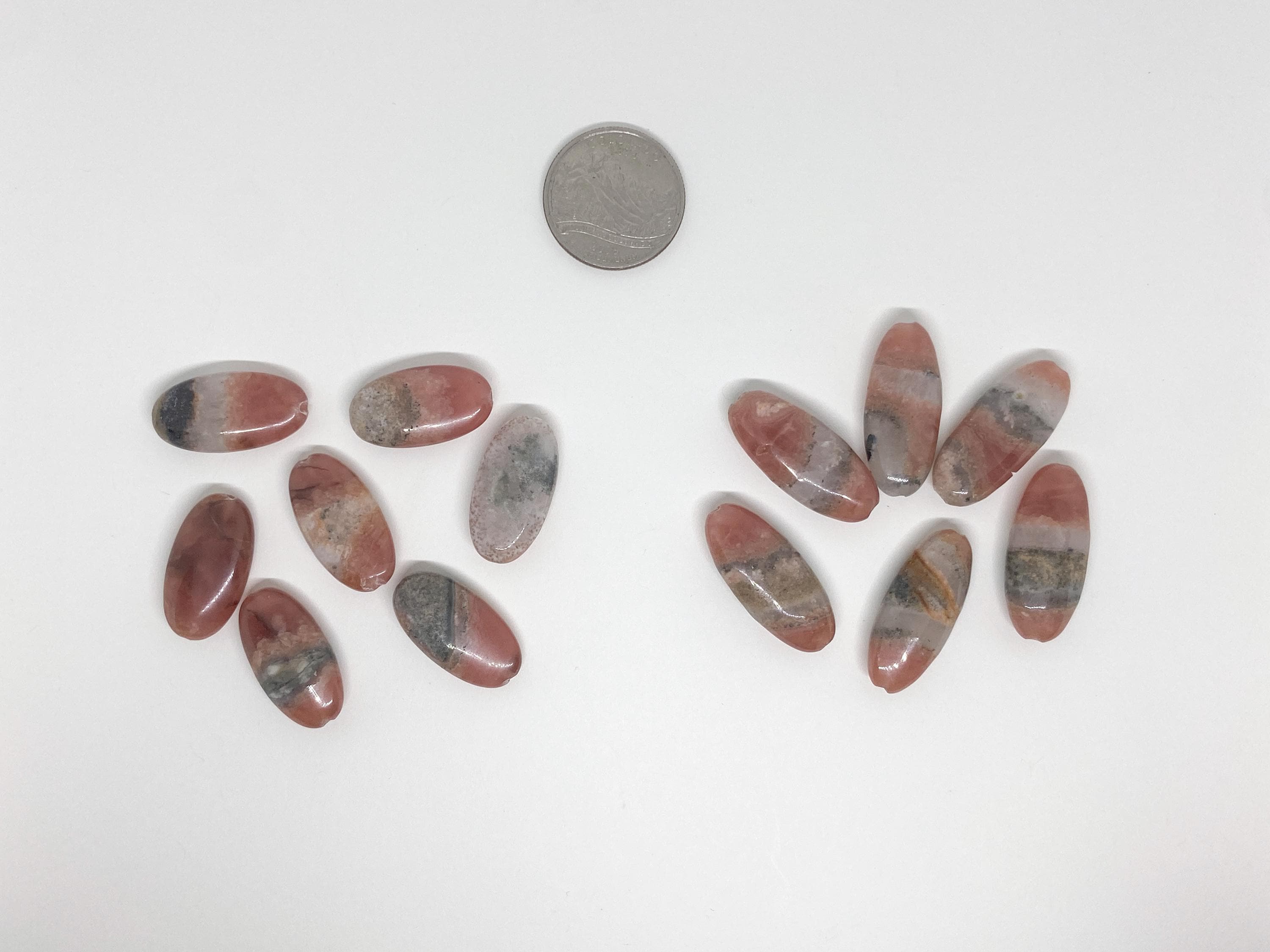 Genuine Peru Rhodochrosite Long Oval Beads. Rare Designer Stone. Focal Stone 13x24mm/13x30mm. Two Beads Genuine Peru Rhodochrosite Long Oval Beads. Rare Designer Stone. Focal Stone 13x24mm/13x30mm. Two Beads