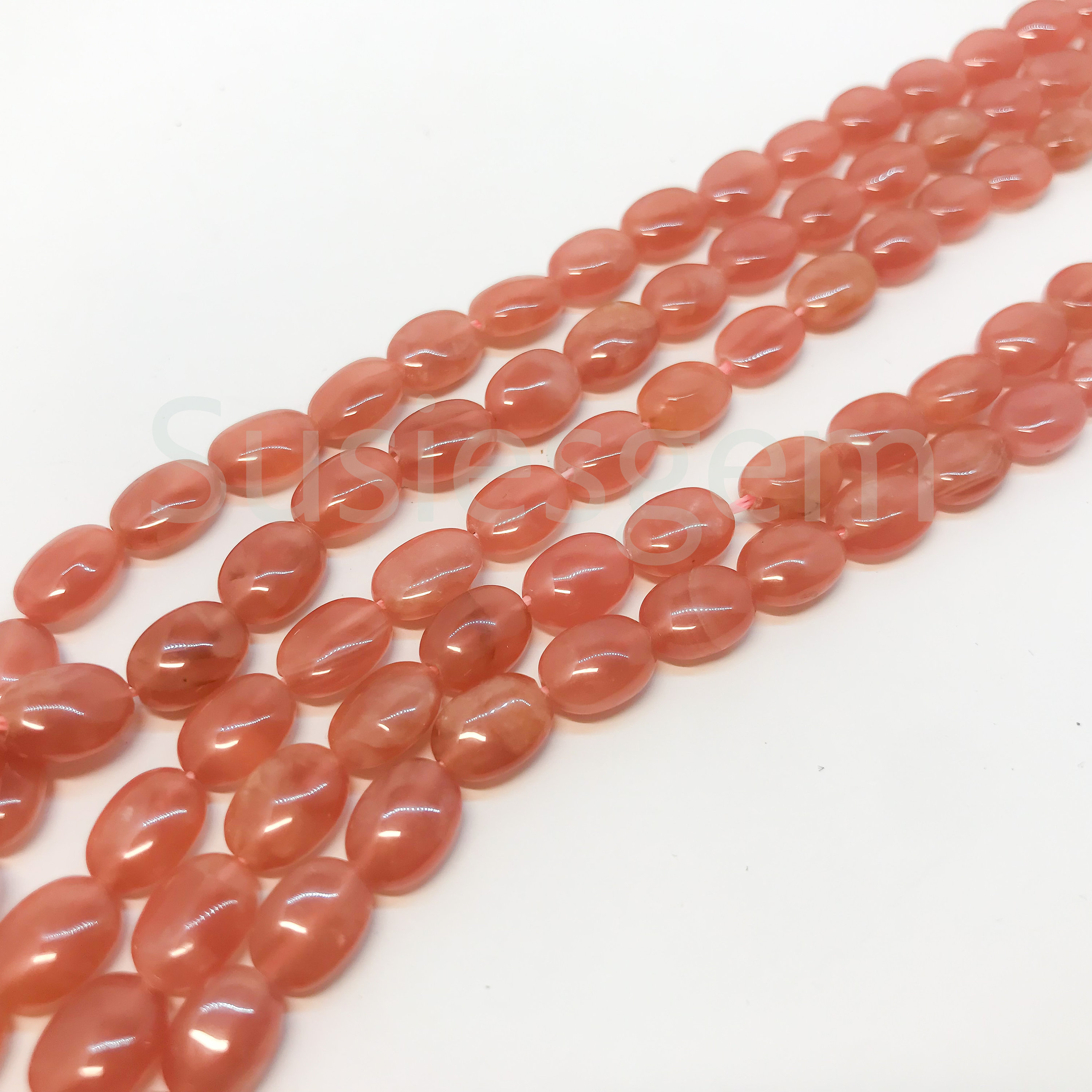 Genuine Pink Rhodochrosite Oval Beads 6x8mm. Top Quality Natural Gemstone Beads. 15.5''