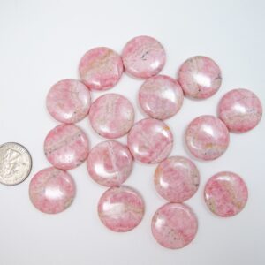 Genuine Pink rhodochrosite coin beads 20 mm/25mm pink coin beads. Rare designer stone. Focal piece. Vintage stock from 2000'