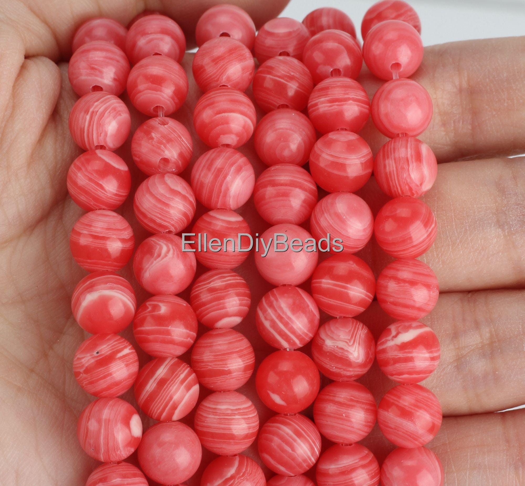 Good Quality White Stripe Rhodochrosite Beads,semi Precious Gemstone Beads,handmade Jewelry Making,red Gemstone Beads, Loose Beads--stn00483