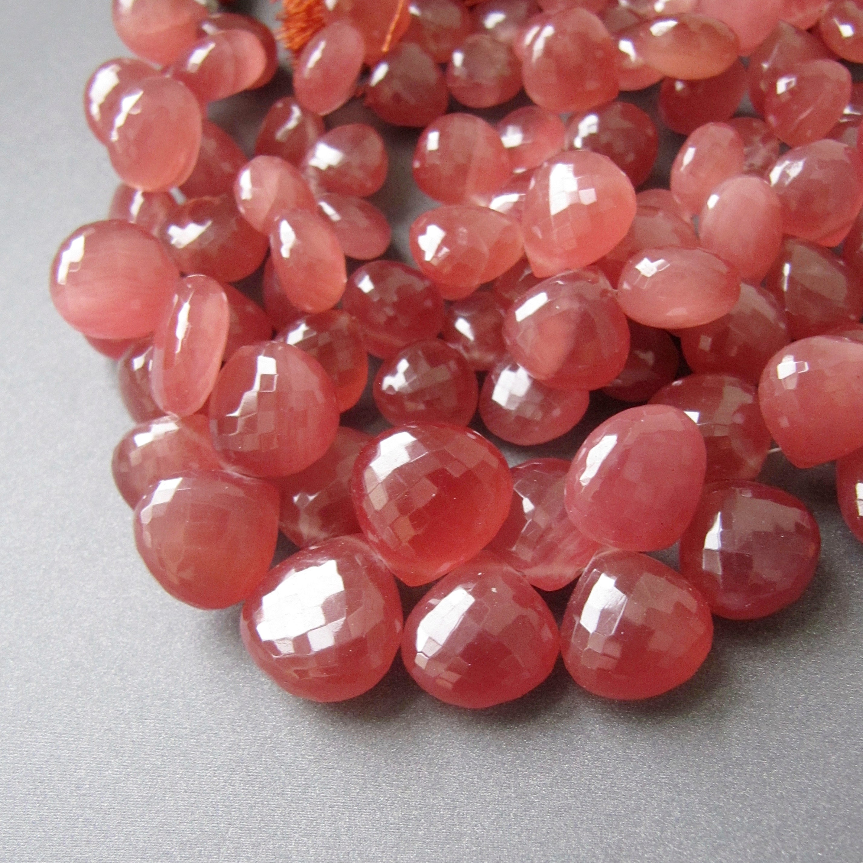 Rhodochrosite Hearts • 10-14mm • Aaa Micro Faceted Heart Briolettes • Natural Gemstone Drops • Deep Dusty Pink Muted Rose • Miracle <3