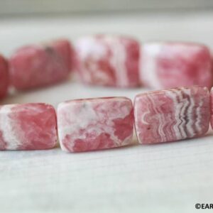 L/ Rhodochrosite 13x18mm Flat Rectangle Beads 16" Strand Natural Gemstone Beads For Jewelry Making Size Varies L/ Rhodochrosite 13x18mm Flat Rectangle Beads 16" Strand Natural Gemstone Beads For Jewelry Making Size Varies