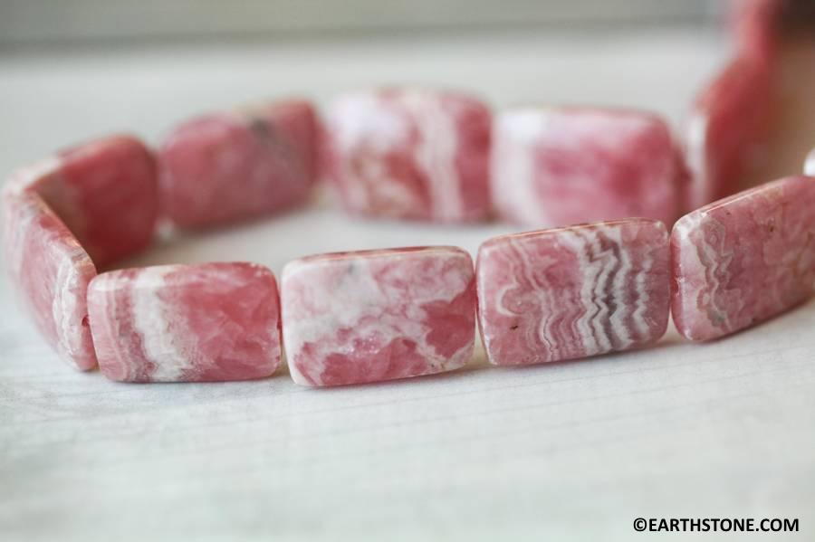 L/ Rhodochrosite 13x18mm Flat Rectangle Beads 16" Strand Natural Gemstone Beads For Jewelry Making Size Varies
