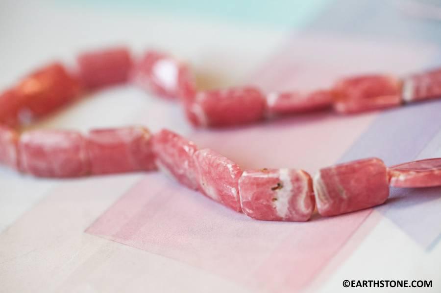 M/ Rhodochrosite 11x15mm Flat Rectangle Beads 16" Strand Size Varies Natural Gemstone Beads For Jewelry Making