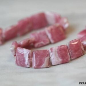 Rhodochrosite 12x12mm Flat Square Beads 15.5" Strand Rhodochrosite 12x12mm Flat Square Beads 15.5" Strand