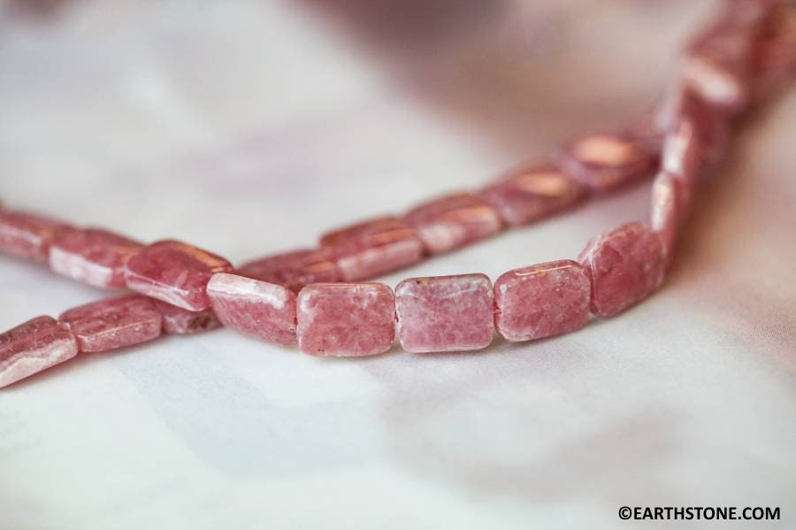 M/ Rhodochrosite 8x10mm Flat Rectangle Beads 16" Strand Natural Pink Gemstone Beads For Jewelry Making Size Varies