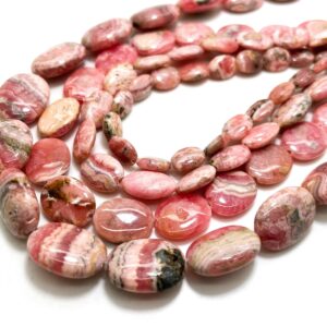 Natural Rhodochrosite Beads, Pink Rhodochrosite Polished Smooth Flat Oval Gemstone Beads - Pg127a Natural Rhodochrosite Beads, Pink Rhodochrosite Polished Smooth Flat Oval Gemstone Beads - Pg127a