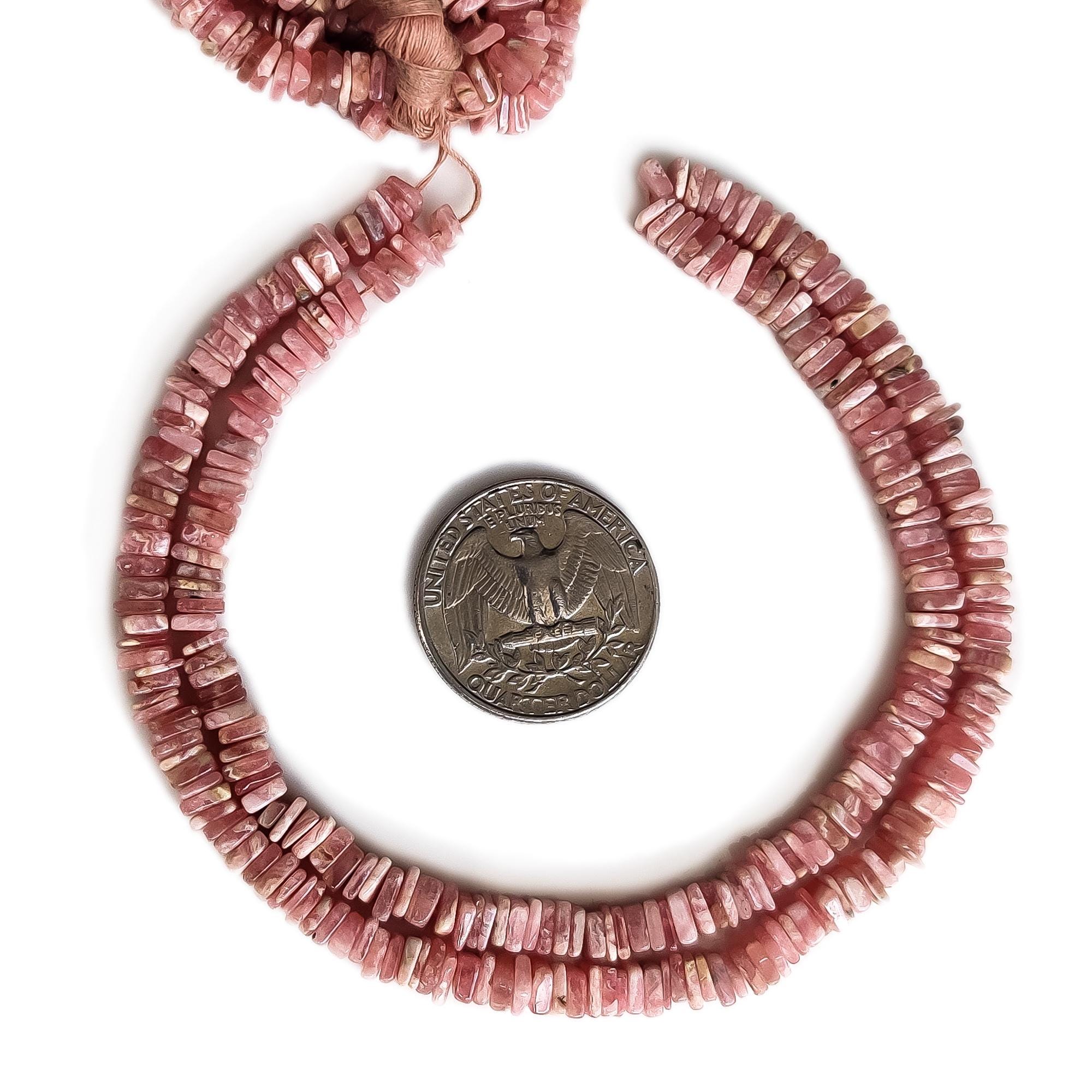 Natural Pink Rhodochrosite Square Heishi Beads – 5mm Smooth Square Shape, Rhodochrosite Gemstone Beads, 16-inch Strand, Gde78