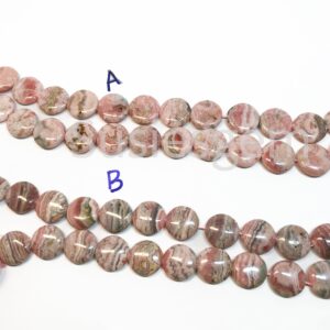 Pink Rhodochrosite Coin Beads 16mm: DIY Gemstone Beads (7.75/15.5'') Pink Rhodochrosite Coin Beads 16mm: DIY Gemstone Beads (7.75/15.5'')