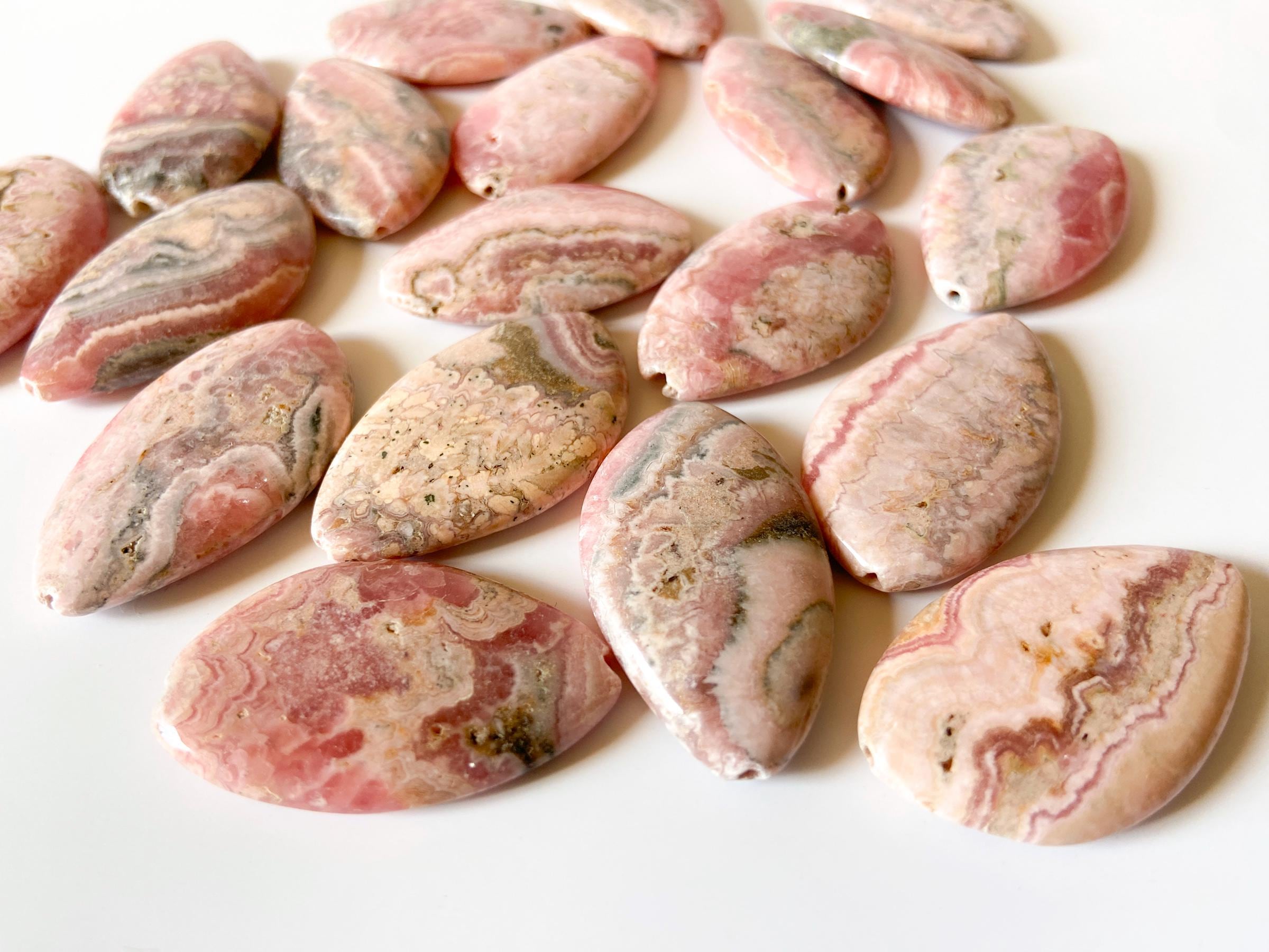 Pink Rhodochrosite Irregular Teardrop Beads- Rare Designer Stone- Focal Stone