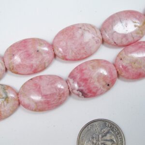 Pink rhodochrosite oval beads 18x25mm. Natural gemstone beads. DIY loose beads