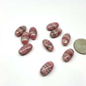 Pink Rhodochrosite Oval Gemstone Bead 11x20mm. One bead/Five beads