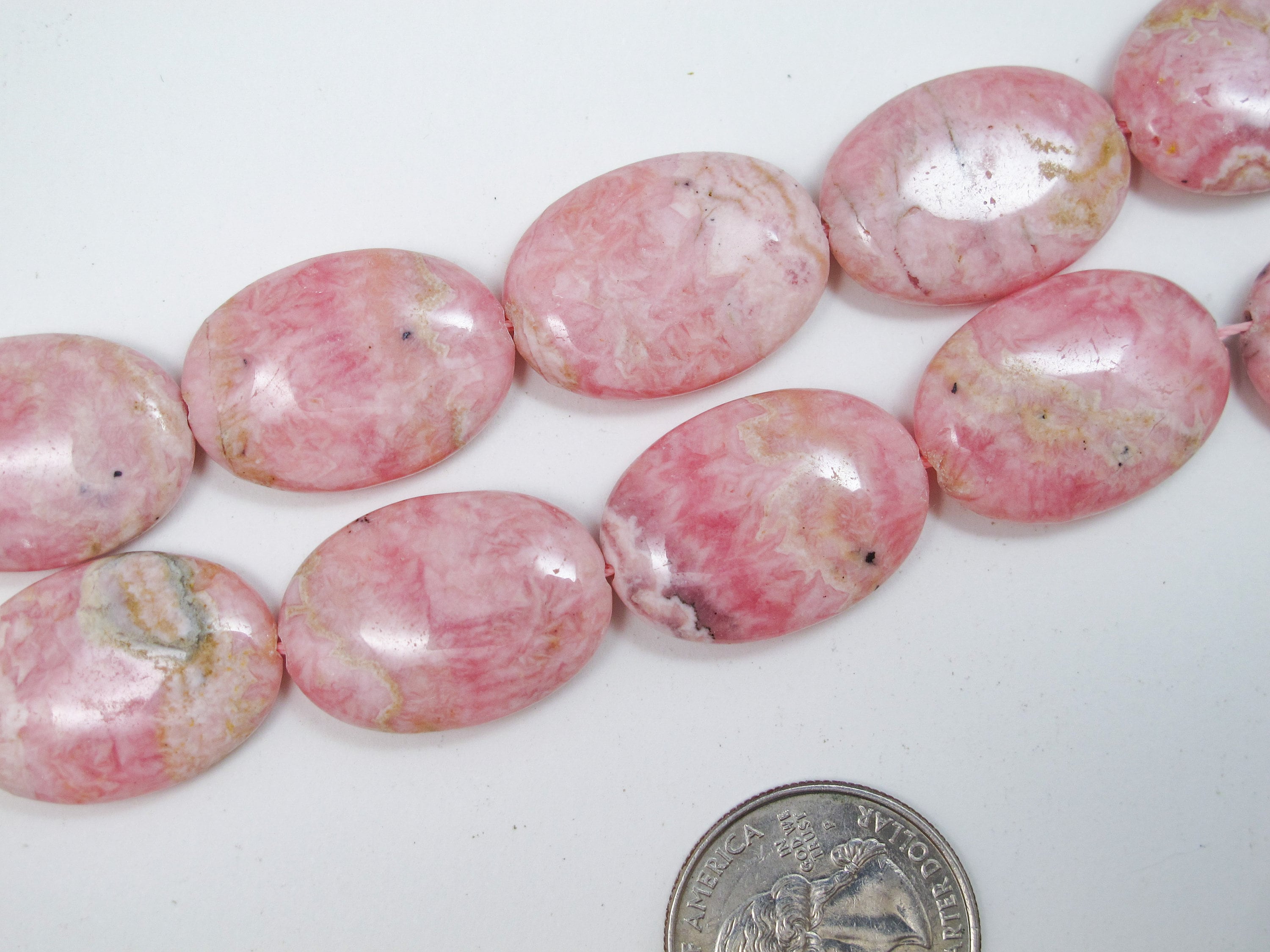 Pink Rhodochrosite Oval Beads 18x25mm. Natural Gemstone Beads. Diy Loose Beads