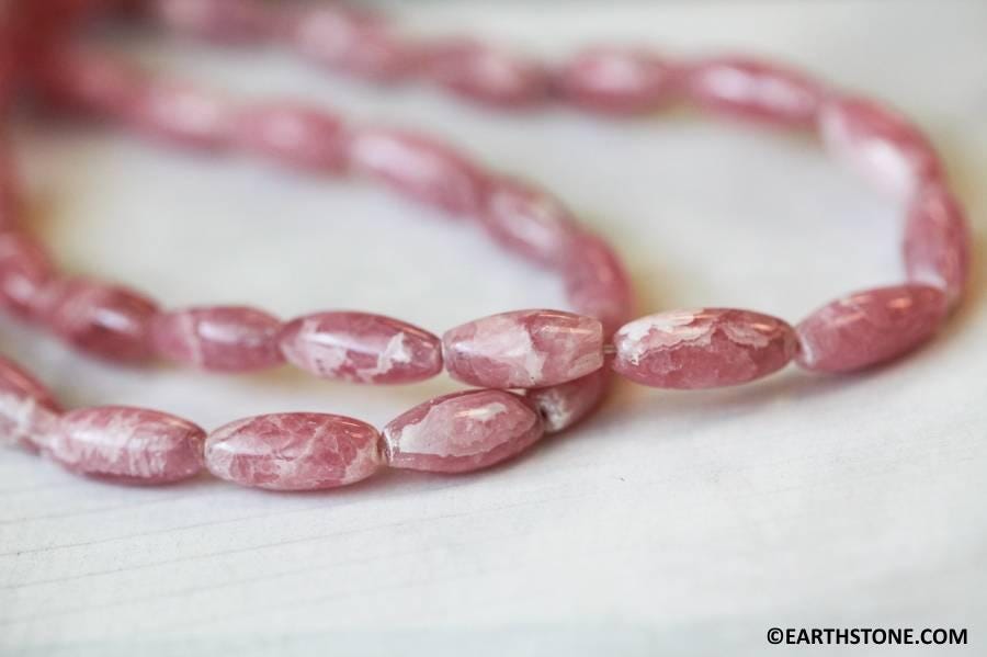 S/ Rhodochrosite 6x14mm/ 8x16mm Oval Rice Beads 16" Strand Natural Gemstone Beads Size Varies For Jewelry Making