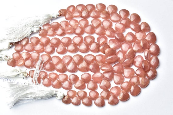 Superb Quality Rhodochrosite Briolette Beads - 9 Inches - Natural Beautiful Rhodochrosite Smooth Heart Briolettes - Size Is 8 -11 Mm #2017