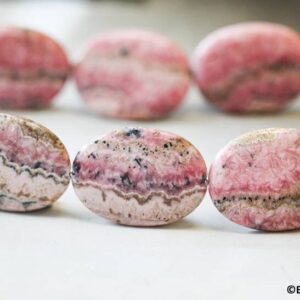 Rhodochrosite 25x35mm/ 30x40mm/ 35x45mm Flat Oval Beads 16" Strand