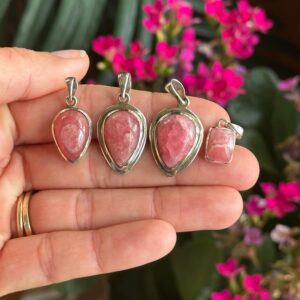 Rhodochrosite .925 Sterling Silver Pendant Necklace Rhodochrosite .925 Sterling Silver Pendant Necklace