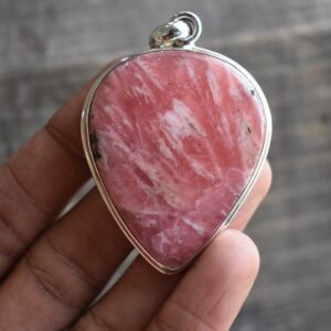 Aaa Rhodochrosite 925 Silver Pendant, Pink Gemstone Aaa Rhodochrosite 925 Silver Pendant, Pink Gemstone