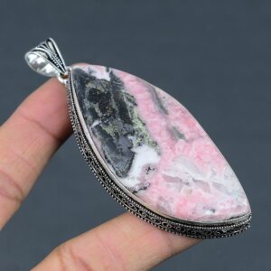 Handmade Rhodochrosite 925 Sterling Silver Pendant: Vintage Gemstone Jewelry Handmade Rhodochrosite 925 Sterling Silver Pendant: Vintage Gemstone Jewelry