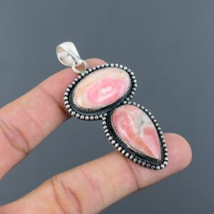 Handmade Rhodochrosite 925 Sterling Silver Pendant: Dainty Gemstone Jewelry Handmade Rhodochrosite 925 Sterling Silver Pendant: Dainty Gemstone Jewelry