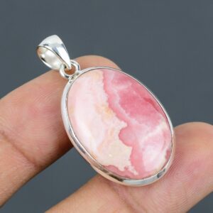 Handmade Rhodochrosite Pendant: 925 Sterling Silver Gemstone Jewelry Handmade Rhodochrosite Pendant: 925 Sterling Silver Gemstone Jewelry