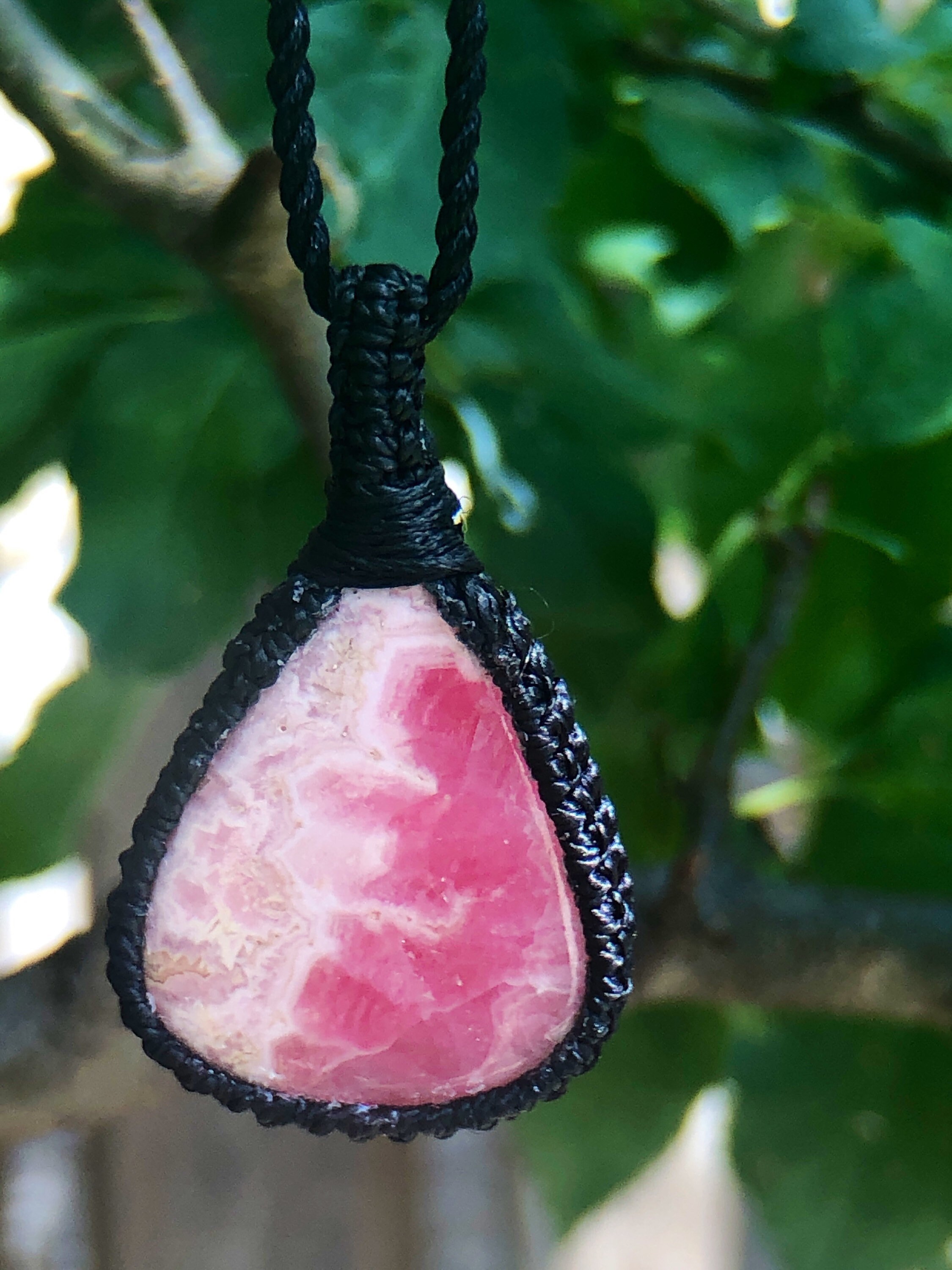 Rhodochrosite Necklace For Women, Rhodochrosite Pendant Necklace, Pink Stone Necklace, Macrame Gemstone Pendant, Macrame Stone Necklace Rhodochrosite Necklace For Women, Rhodochrosite Pendant Necklace, Pink Stone Necklace, Macrame Gemstone Pendant, Macrame Stone Necklace