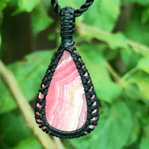 Rhodochrosite Necklace For Women, Rhodochrosite Pendant Necklace, Pink Stone Necklace, Macrame Gemstone Pendant, Macrame Stone Necklace Rhodochrosite Necklace For Women, Rhodochrosite Pendant Necklace, Pink Stone Necklace, Macrame Gemstone Pendant, Macrame Stone Necklace