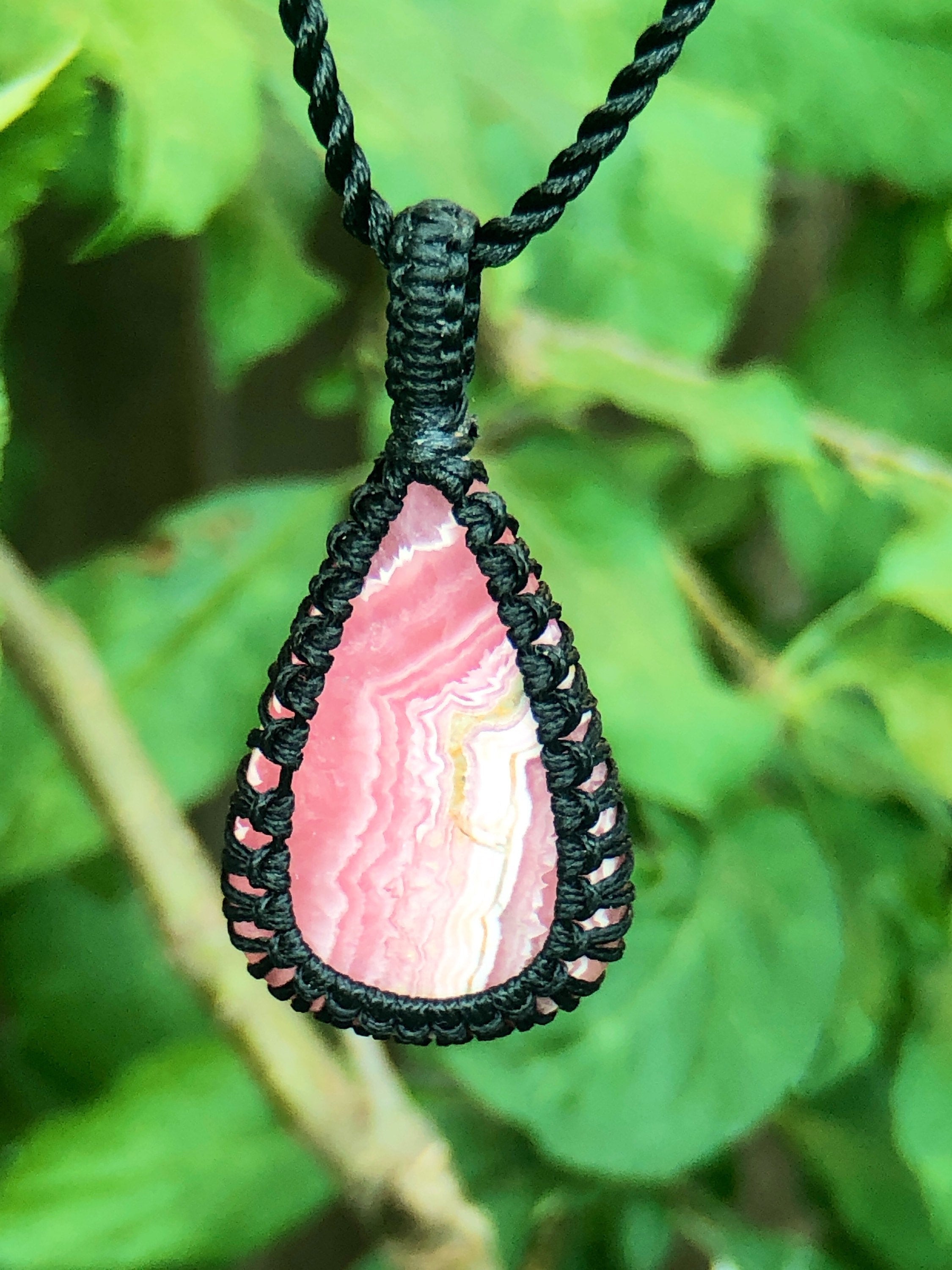 Rhodochrosite Necklace For Women, Rhodochrosite Pendant Necklace, Pink Stone Necklace, Macrame Gemstone Pendant, Macrame Stone Necklace Rhodochrosite Necklace For Women, Rhodochrosite Pendant Necklace, Pink Stone Necklace, Macrame Gemstone Pendant, Macrame Stone Necklace