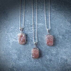 Rhodochrosite Necklace • Rhodochrosite Pendant • Genuine Natural Rhodochrosite • Sterling Rhodochrosite Necklace • Gemstone Appeal • GSA Rhodochrosite Necklace • Rhodochrosite Pendant • Genuine Natural Rhodochrosite • Sterling Rhodochrosite Necklace • Gemstone Appeal • GSA