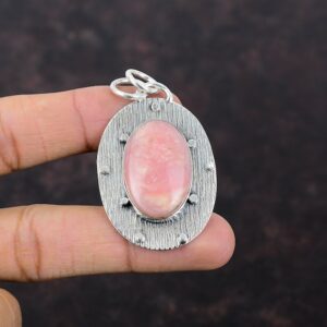 Rhodochrosite Sterling Silver Pendant: Handmade Boho Gemstone Jewelry Rhodochrosite Sterling Silver Pendant: Handmade Boho Gemstone Jewelry