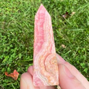 2.2" Rhodochrosite Tower, Bright Pink Gemstone Point, High Quality Banded Rhodochrosite Crystal Argentina, Self Love, Inner Child Healing #6