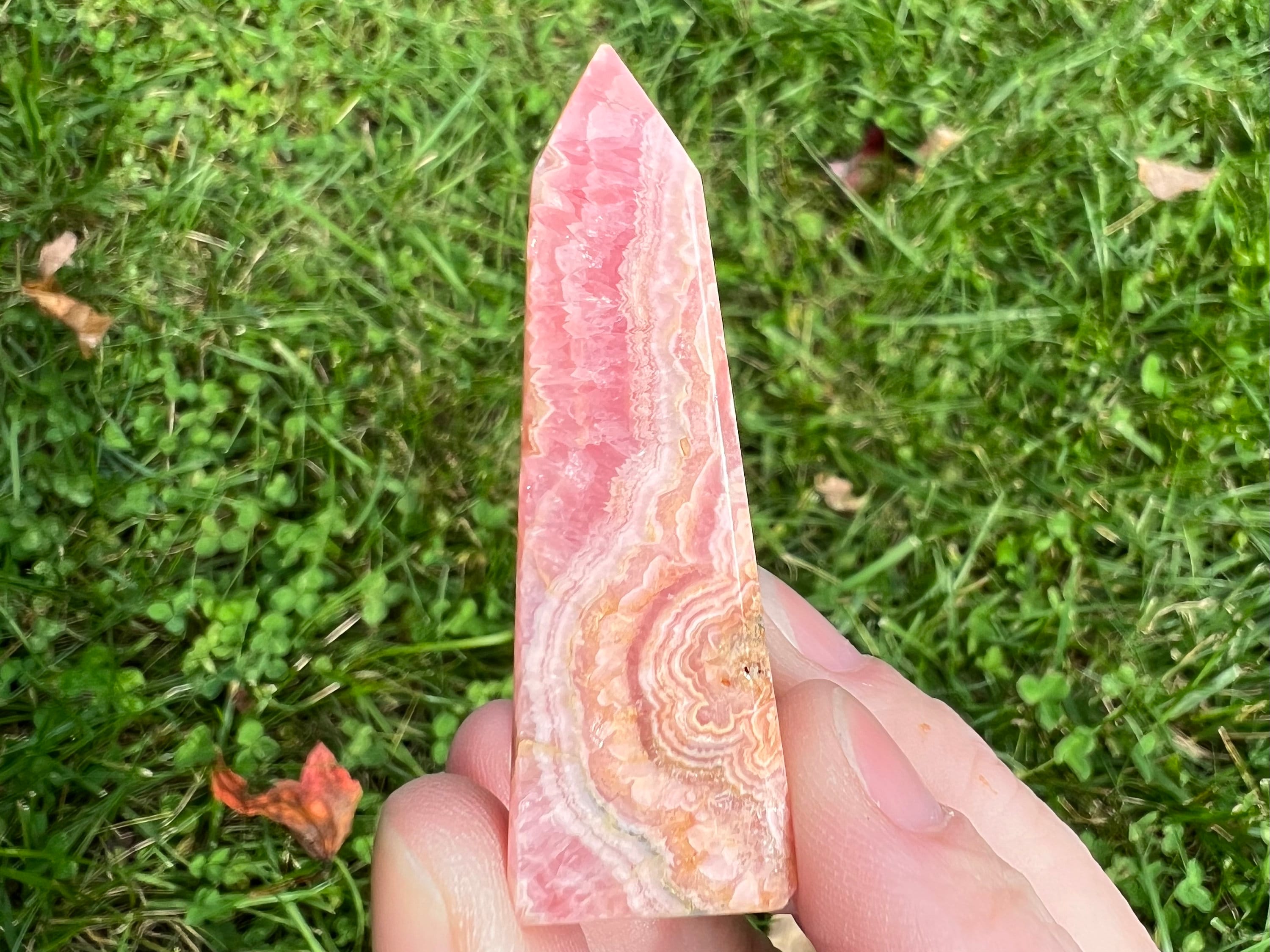 2.2" Rhodochrosite Tower, Bright Pink Gemstone Point, High Quality Banded Rhodochrosite Crystal Argentina, Self Love, Inner Child Healing #6 2.2" Rhodochrosite Tower, Bright Pink Gemstone Point, High Quality Banded Rhodochrosite Crystal Argentina, Self Love, Inner Child Healing #6