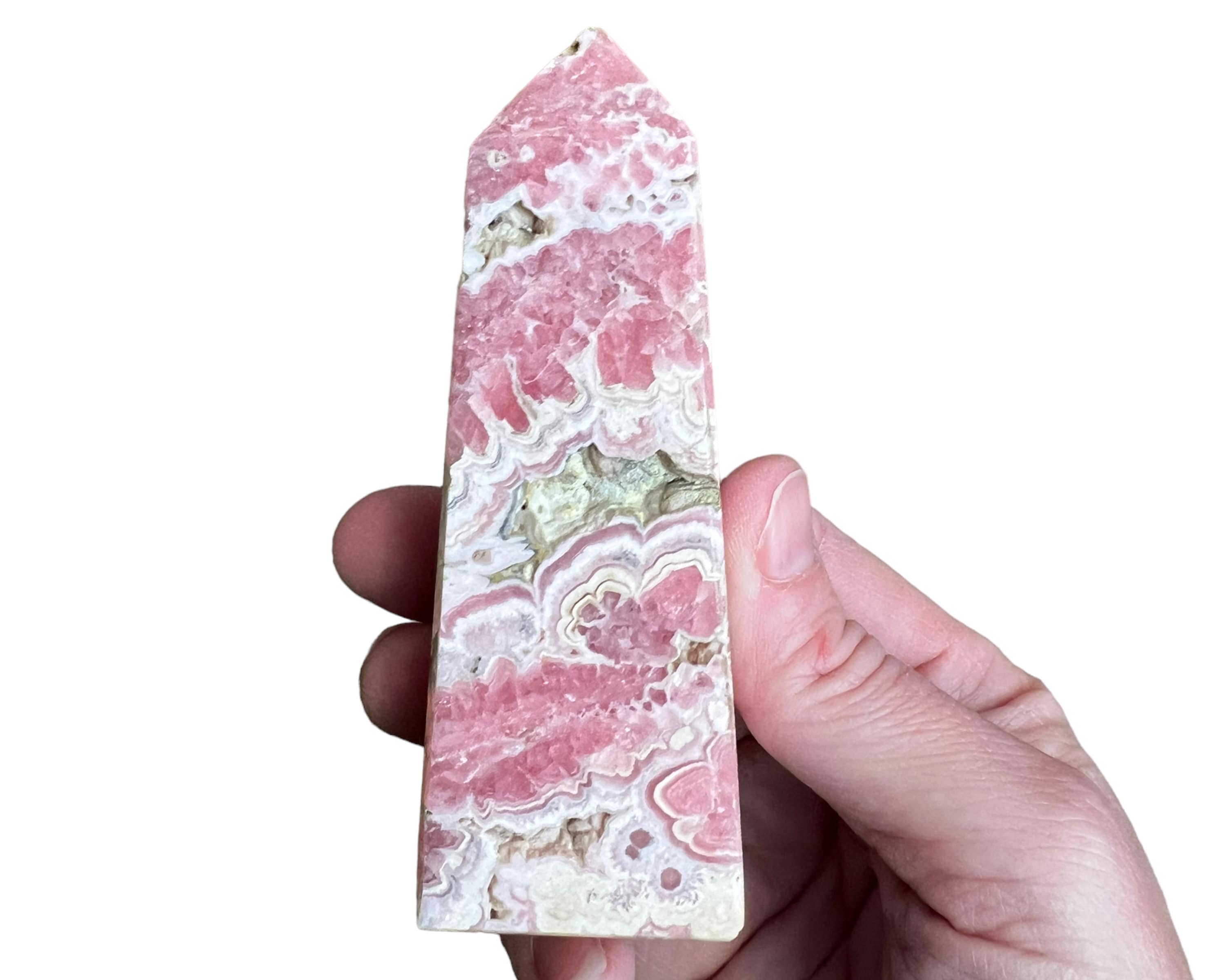 3.8" Rhodochrosite Tower, Bright Pink Gemstone Point, High Quality Banded Rhodochrosite Crystal Argentina, Self Love, Inner Child Healing #4