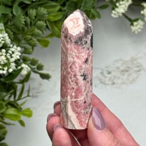 Rhodochrosite Point | 66g | - #11 (polished Pink Crystal Tower, Heart Chakra, Healing Stone, Love)