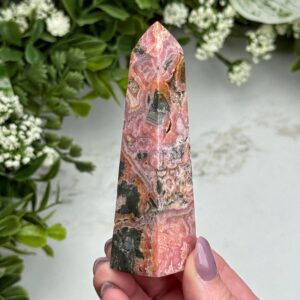 Rhodochrosite Point | 97g | - #2 (polished Pink Crystal Tower, Heart Chakra, Healing Stone, Love)